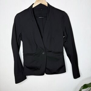 Ministry Of‎ Supply Black Kinetic Collarless Blazer One Button Business Womens 4